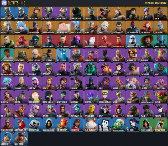 110 Skins, NFA Fortnite account