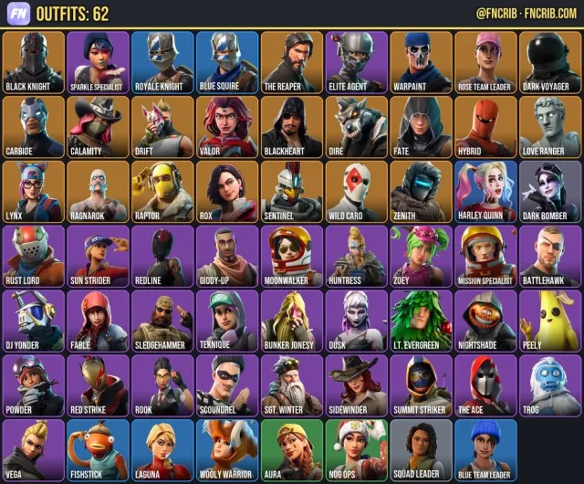 62 Skins, NFA Fortnite account