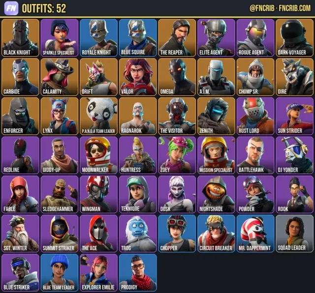52 Skins, NFA Fortnite account