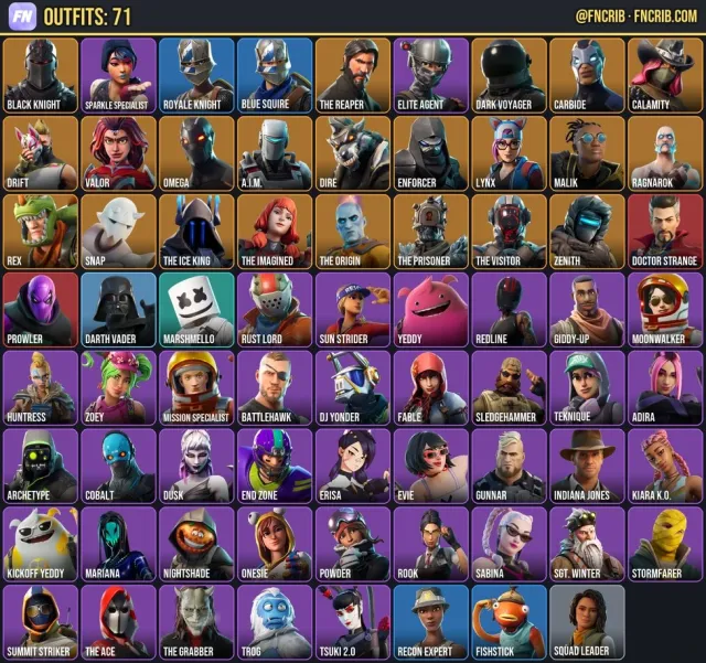 71 Skins, NFA Fortnite account