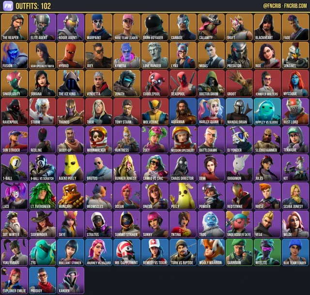 102 Skins, NFA Fortnite account