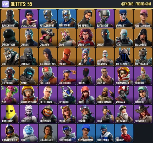 55 Skins, NFA Fortnite account