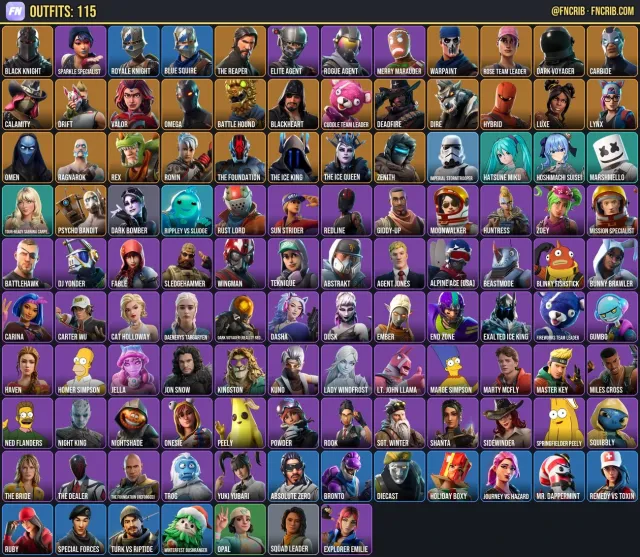 115 Skins, NFA Fortnite account