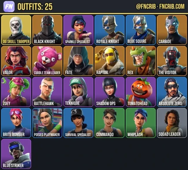 25 Skins, NFA Fortnite account