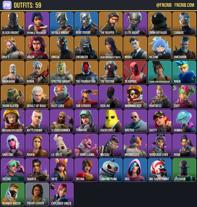 59 Skins, NFA Fortnite account