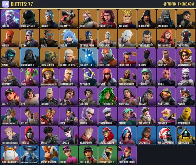 77 Skins, NFA Fortnite account