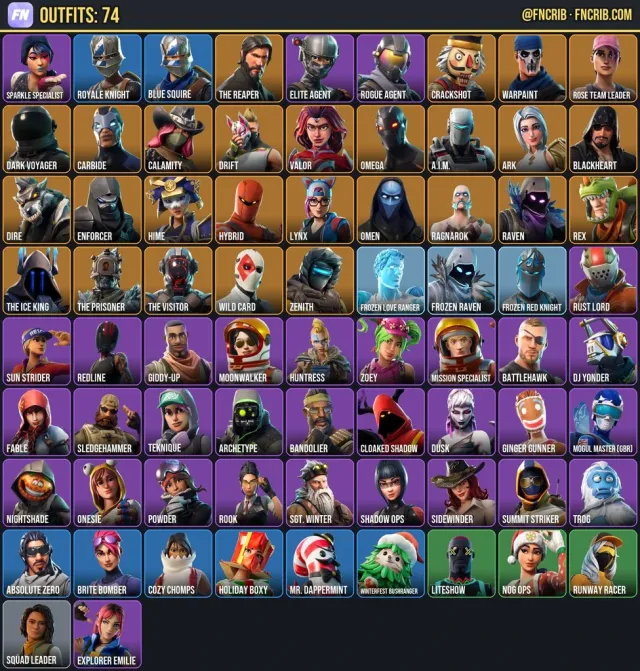74 Skins, NFA Fortnite account
