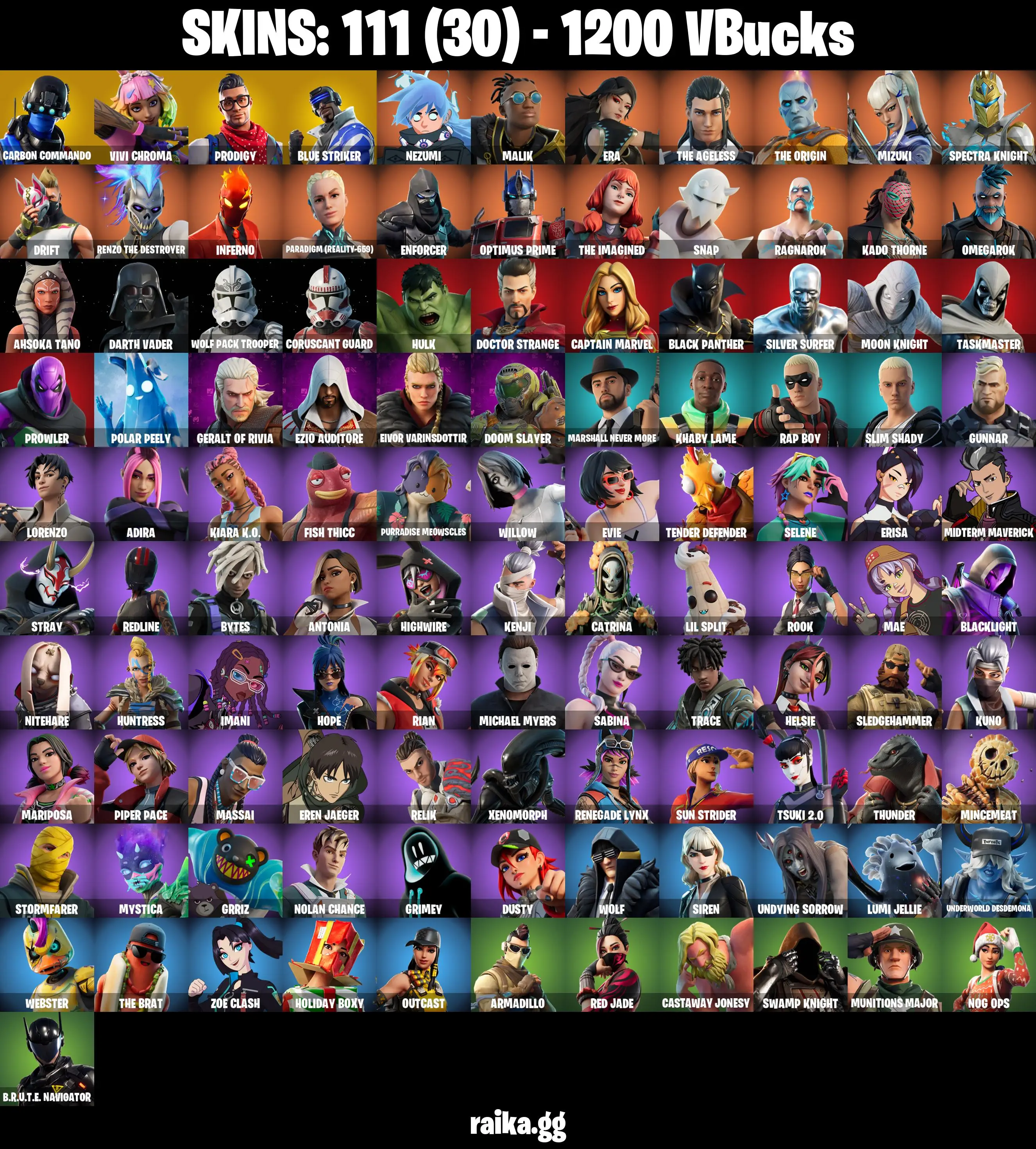 PC/PSN/XBOX |111 skins | Carbon Commando | Vivi Chroma | Prodigy | Blue Striker | Tabulator | Carbon Pack | Blue Shift | Controller |