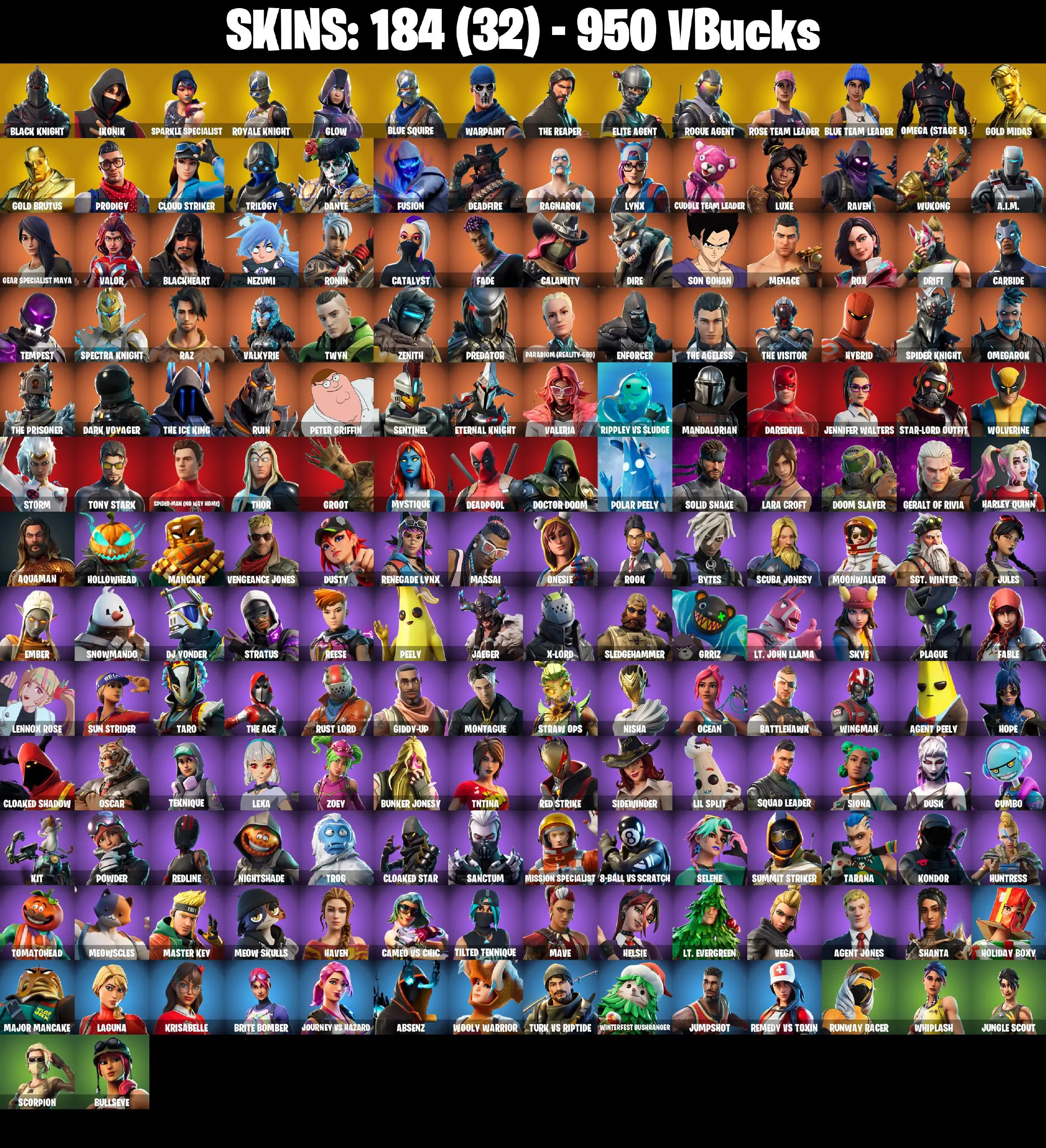 PC/XBOX |184 skins | OG STW | Black Knight | Black Shield | IKONIK | Scenario
