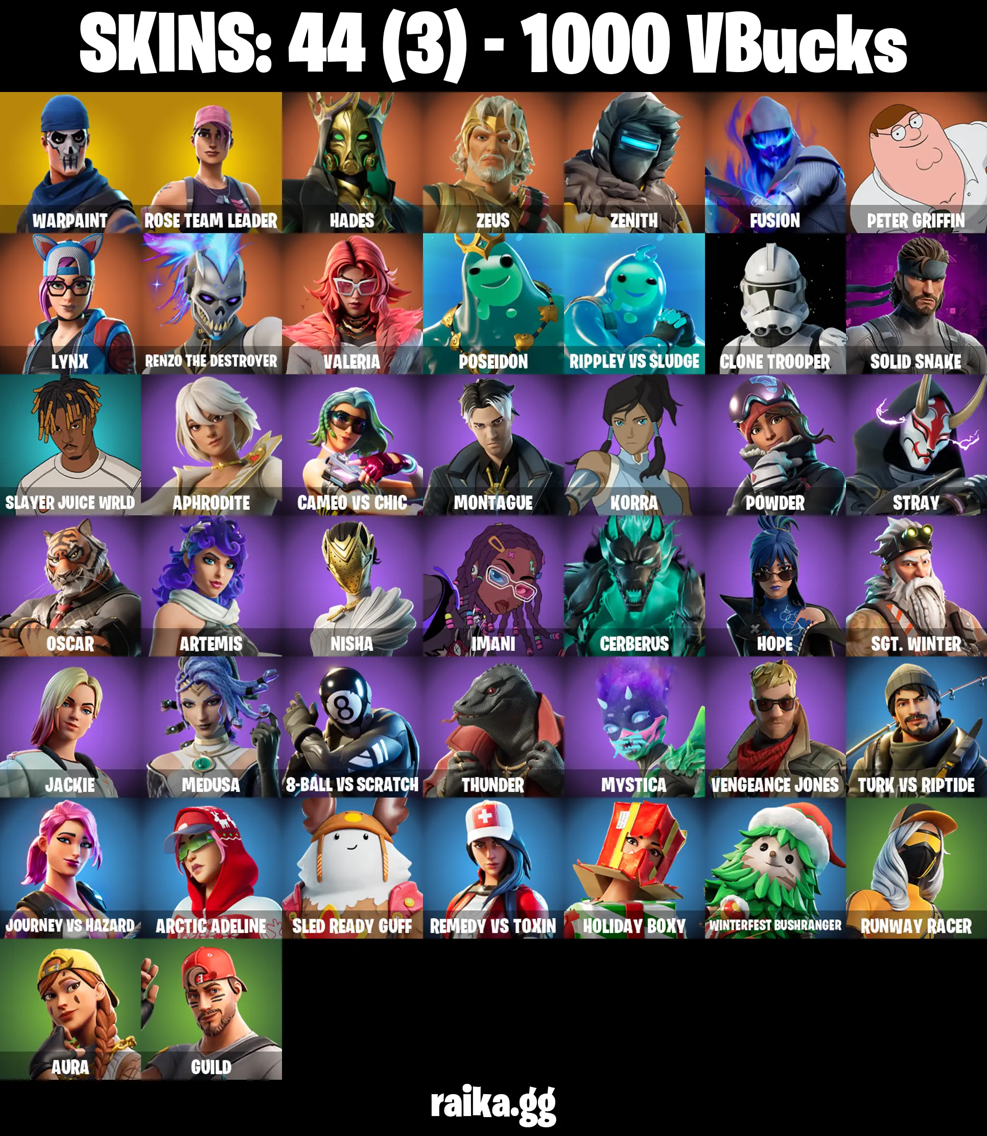 PC/PSN/XBOX |44 skins | OG STW | Basic Basher | Tech Axe | Ol' Woody | Take The Elf | Founder's Glider | Founder's Umbrella | Steel Wool |